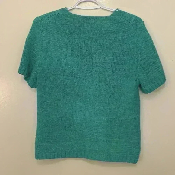 Allison Daley Petite Vintage short sleeve sweater in a gorgeous green - Picture 2 of 5